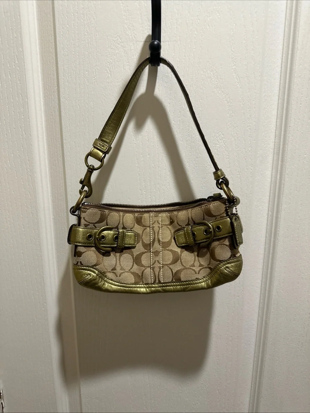 Vintage Y2K Coach 2005 Mini Belt Shoulder Bag in Khaki Brown - 5107